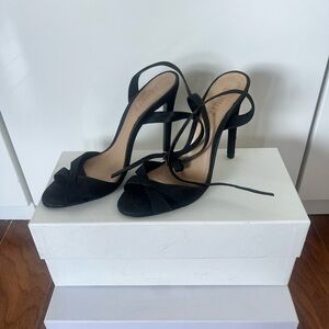 SCHUTZ Black Strappy Heeled Sandals
